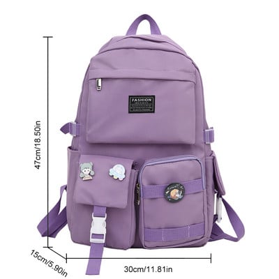 Kolledži üliõpilase seljakott, mahukas koolikotid, nailonist seljakott koos armsa ripatsiga reisiseljakotiga teismelistele tüdrukutele