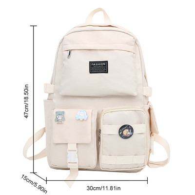 Kolledži üliõpilase seljakott, mahukas koolikotid, nailonist seljakott koos armsa ripatsiga reisiseljakotiga teismelistele tüdrukutele