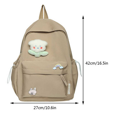 Kolledži üliõpilase seljakott, mahukas koolikotid, nailonist seljakott koos armsa ripatsiga reisiseljakotiga teismelistele tüdrukutele