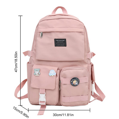 Kolledži üliõpilase seljakott, mahukas koolikotid, nailonist seljakott koos armsa ripatsiga reisiseljakotiga teismelistele tüdrukutele