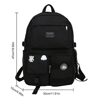 Kolledži üliõpilase seljakott, mahukas koolikotid, nailonist seljakott koos armsa ripatsiga reisiseljakotiga teismelistele tüdrukutele