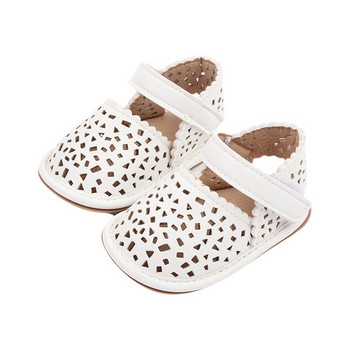 Citgeett Summer Infant Baby Girls PU кожени сандали Прохождащи нехлъзгащи се издълбани обувки с мека подметка за първо ходене