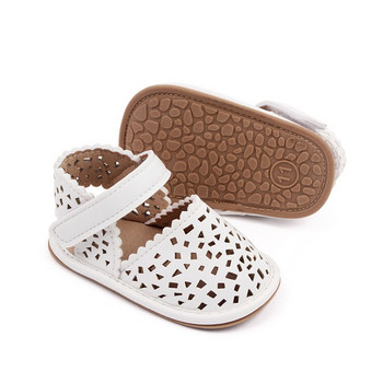 Citgeett Summer Infant Baby Girls PU кожени сандали Прохождащи нехлъзгащи се издълбани обувки с мека подметка за първо ходене