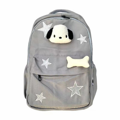 Дамска сладка дизайнерска раница Dog Star Pattern в корейски стил, книга, модерна сребърна раница, костна водоустойчива тенденция за 2023 г.