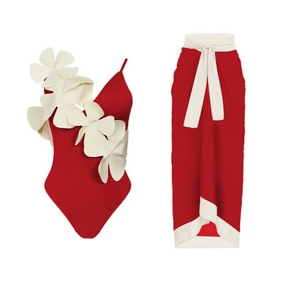 2023 2 db fodros egyrészes fürdőruha Cover Up szexi női fürdőruhával Monokini Push Up fürdőruha mintás fürdőruha Beachw