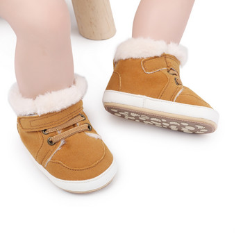 Зимни бебешки обувки за момчета и момичета за малко дете Топли бебешки обувки за сняг Поларени обувки с меко дъно Новородени външни маратонки Детски обувки