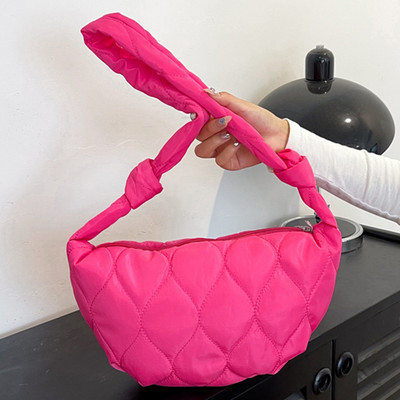 Geantă Hobo din nailon matlasată pentru femei, cu cureaua cu nod 2023, geantă cu curea cu jumătate de lună, genți de umăr, tote, cumpărător de călătorie