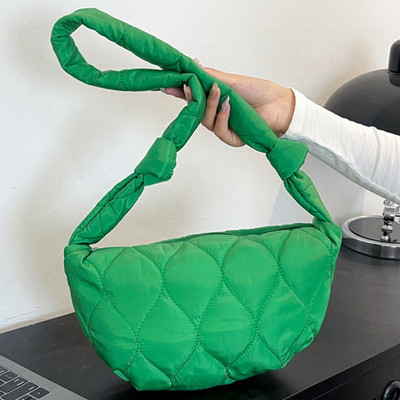 Geantă Hobo din nailon matlasată pentru femei, cu cureaua cu nod 2023, geantă cu curea cu jumătate de lună, genți de umăr, tote, cumpărător de călătorie