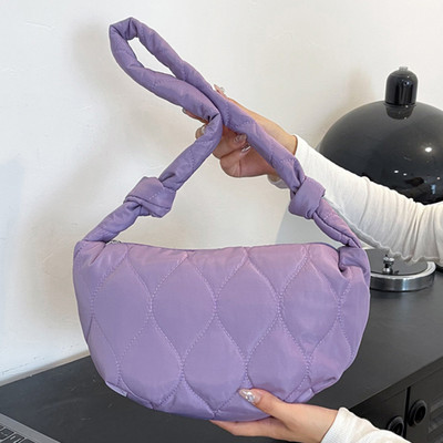 Geantă Hobo din nailon matlasată pentru femei, cu cureaua cu nod 2023, geantă cu curea cu jumătate de lună, genți de umăr, tote, cumpărător de călătorie