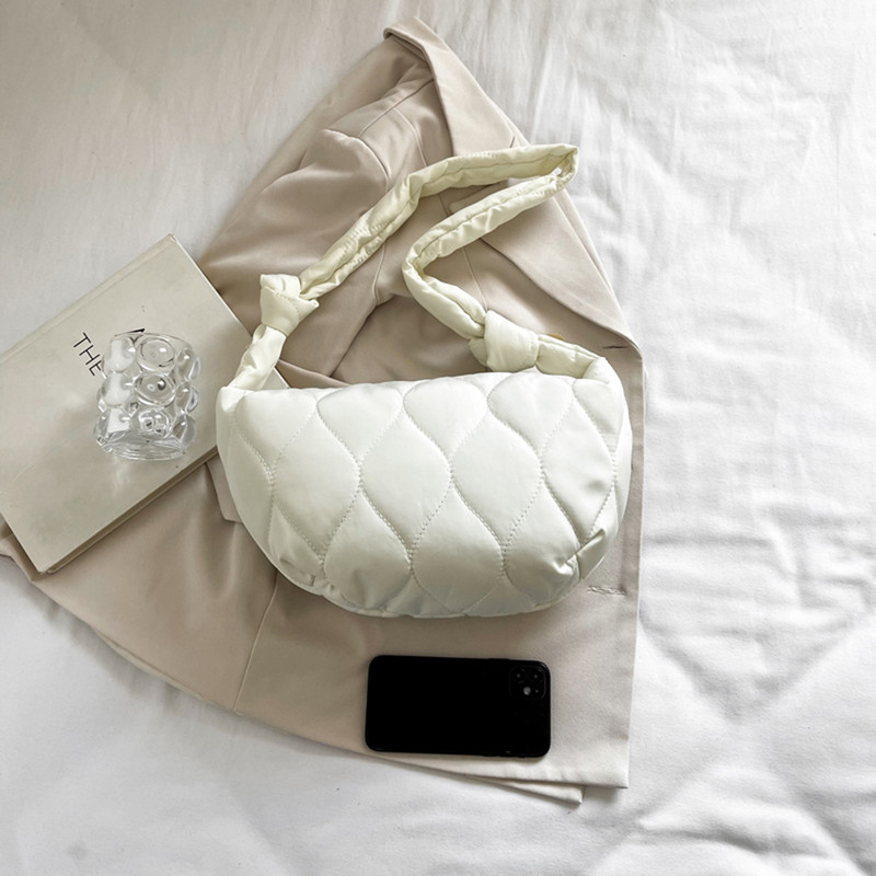 Geantă Hobo din nailon matlasată pentru femei, cu cureaua cu nod 2023, geantă cu curea cu jumătate de lună, genți de umăr, tote, cumpărător de călătorie