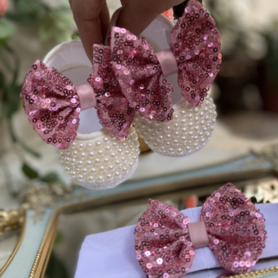 Dollbling Lace Surface Baby Girls Infant Novorođenčad Cipelice za princeze First Walkers Svjetlucave svjetlucave cipele s mekom mašnom i kopčom za malu djecu