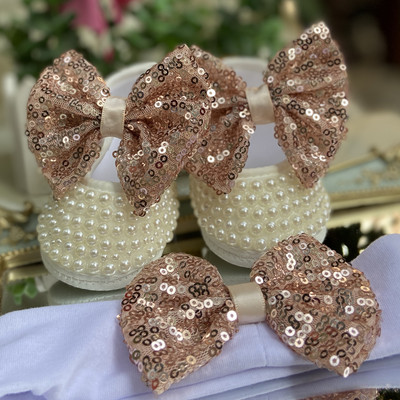 Dollbling Lace Surface Baby Girls Infant Novorođenčad Cipelice za princeze First Walkers Svjetlucave svjetlucave cipele s mekom mašnom i kopčom za malu djecu