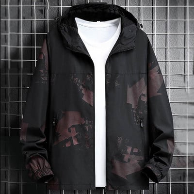 Jarné jesenné pánske oblečenie, bunda, plus size kabáty, pánske nepremokavé s kapucňou, nadrozmerné, vetruodolné, športové mikiny