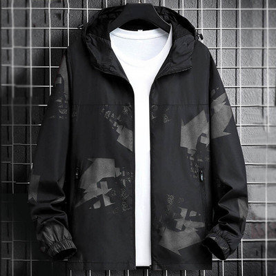 Jarné jesenné pánske oblečenie, bunda, plus size kabáty, pánske nepremokavé s kapucňou, nadrozmerné, vetruodolné, športové mikiny