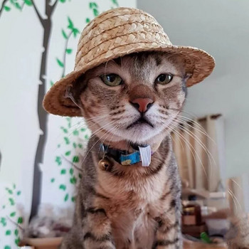 Ρετρό Αγρόκτημα Καπέλο Κόσμημα Γάτα Καπέλο Ήλιου Γάτα Σκύλος Ψάθινο καπέλο Καπέλο κατοικίδιων ζώων Πωλείται χαριτωμένο.