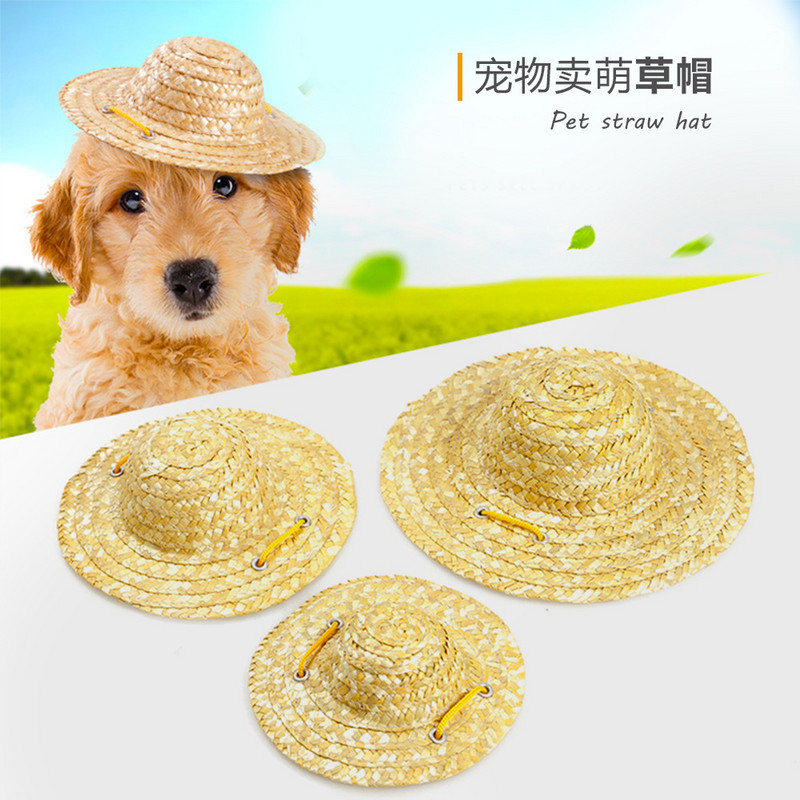 Pălărie retro de fermier Bijuterii Pălărie de soare pisică Pălărie de paie pentru câine Pălărie pentru animale de companie Vând drăguț.