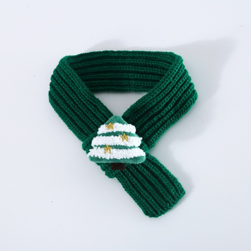 Lână de culoare solidă tricotată de Crăciun copac pentru casă de zăpadă bătrân de pluș cald pentru animale de companie guler eșarfă pentru câine decorațiuni pentru animale de companie