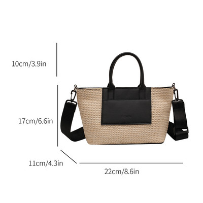 Καλοκαιρινές ψάθινες τσάντες ώμου Γυναικείες τσάντες μποέμ με ψάθινο κουβά Πορτοφόλι Raffia υφασμένες ψάθινες τσάντες Casual Boho Beach Crossbody Τσάντα