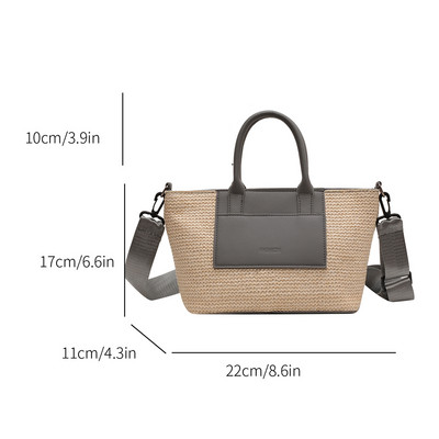 Καλοκαιρινές ψάθινες τσάντες ώμου Γυναικείες τσάντες μποέμ με ψάθινο κουβά Πορτοφόλι Raffia υφασμένες ψάθινες τσάντες Casual Boho Beach Crossbody Τσάντα