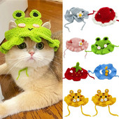 Slatka mačka kapa Smiješni kućni ljubimci Party Cosplay Pokrivala za glavu Ručno izrađene pletene kape za štene Elastični šešir za pse i mače Dekoracija
