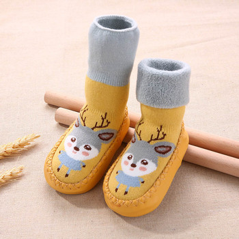 Βρεφικά παπούτσια από καουτσούκ για νήπια Βρεφική κάλτσα κινουμένων σχεδίων με μοτίβο ζώων Αντιολισθητικά ζεστά χειμωνιάτικα παπούτσια για μωρά 6 μηνών έως 3 ετών