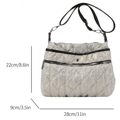Γυναικείες τσάντες ώμου με καπιτονέ Puffer Τσάντα Messenger μονόχρωμη μονόχρωμη ελαφριά νάιλον γυναικείες τσάντες καθημερινής μετακίνησης