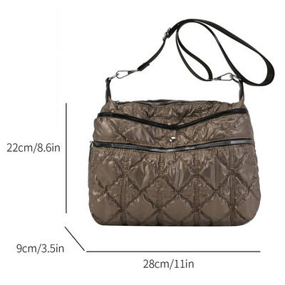 Γυναικείες τσάντες ώμου με καπιτονέ Puffer Τσάντα Messenger μονόχρωμη μονόχρωμη ελαφριά νάιλον γυναικείες τσάντες καθημερινής μετακίνησης