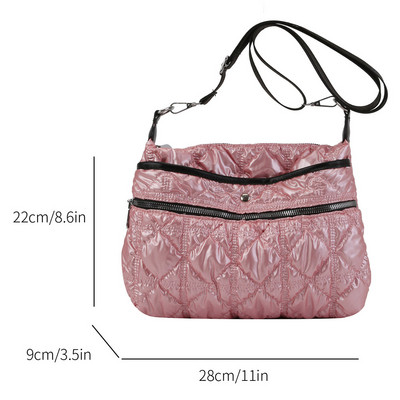 Γυναικείες τσάντες ώμου με καπιτονέ Puffer Τσάντα Messenger μονόχρωμη μονόχρωμη ελαφριά νάιλον γυναικείες τσάντες καθημερινής μετακίνησης