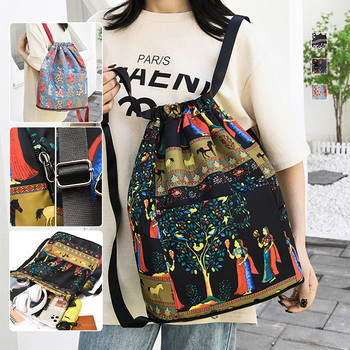 Дамска раница с шнур, найлонова сгъваема, преносима, мека, многофункционална модна туристическа водоустойчива чанта за пазаруване