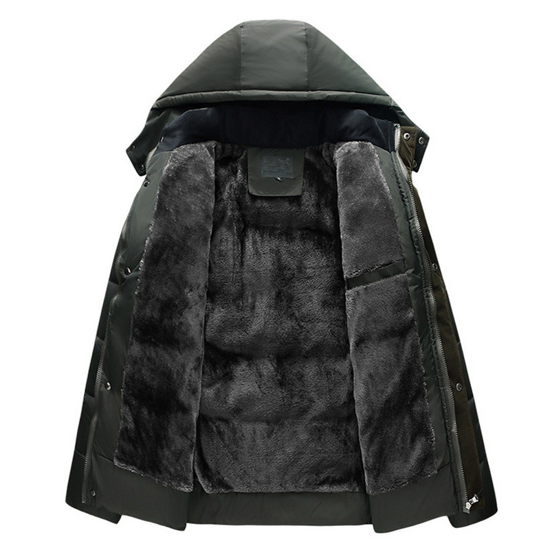 Îmbrăcăminte pentru bărbați Iarna lungă pentru bărbați Mâneci pentru bărbați Îmbrăcăminte de îmbrăcăminte pentru bărbați Cu glugă Capsă detașabilă Îngroșați catifea Jachetă nouă Fermoar cald Jachetă O zi