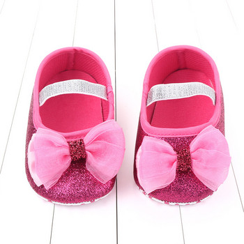 Koovan Бебешки обувки с меко дъно Детски обувки Bowknot Бебешки обувки Firstwalkers през пролетта и есента Пайети за момичета