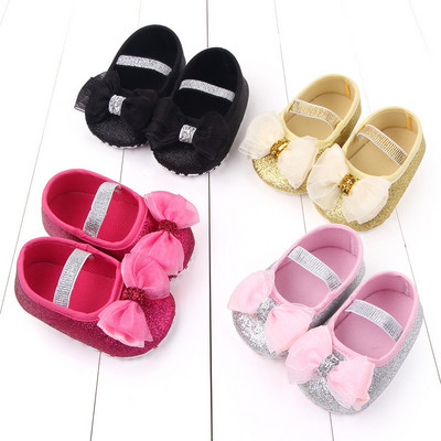 „Koovan“ kūdikių batai minkštu apatiniu kūdikių batai „Bowknot Baby Flats Firstwalkers“ pavasario ir rudens blizgučiai mergaitėms