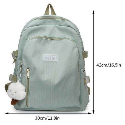 Modna jednobojna najlonska torba za knjige 2023., ljetna djevojačka školska torba, studentski ruksak velikog kapaciteta sa slatkim ruksakom s privjeskom