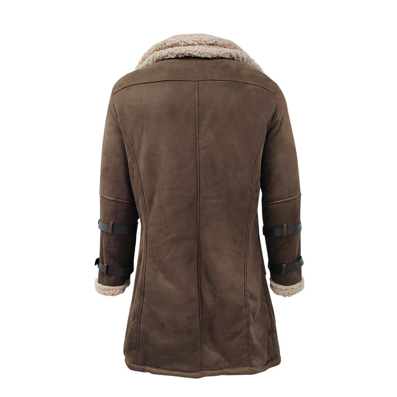 Παλτό Frock Ανδρική χειμερινή στολή Long ανδρικό παλτό με επένδυση πέτο γιακά δερμάτινο παχύ μανίκι Puffy vintage παλτό ανδρικό μπουφάν