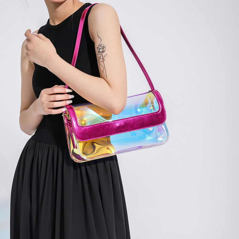 Design de lux Genți de mână cu jeleu transparent Genți de umăr de culoarea bomboanelor Genți noi de femei pentru subsuoară Geantă impermeabilă pentru subrat Totes sac a main