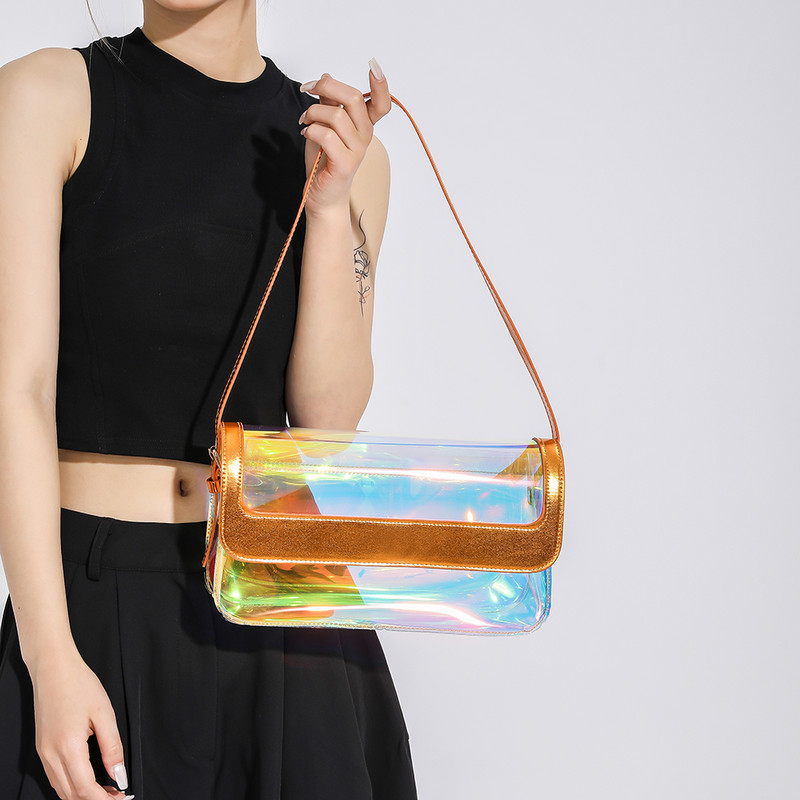 Design de lux Genți de mână cu jeleu transparent Genți de umăr de culoarea bomboanelor Genți noi de femei pentru subsuoară Geantă impermeabilă pentru subrat Totes sac a main