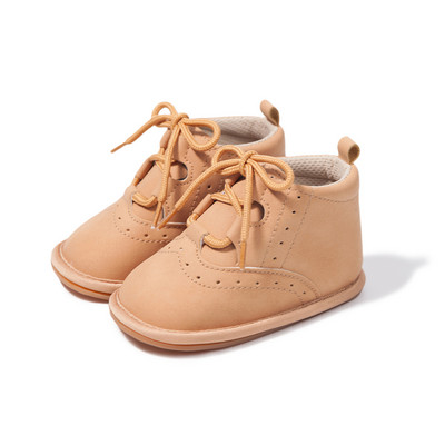 2021 Παπούτσια για νεογέννητο μωρό αγόρι για κορίτσι Βρεφικά δερμάτινα αθλητικά κορδόνια μαλακή αντιολισθητική σόλα για νήπια First Walker ψηλές μπότες 0-18 εκ.