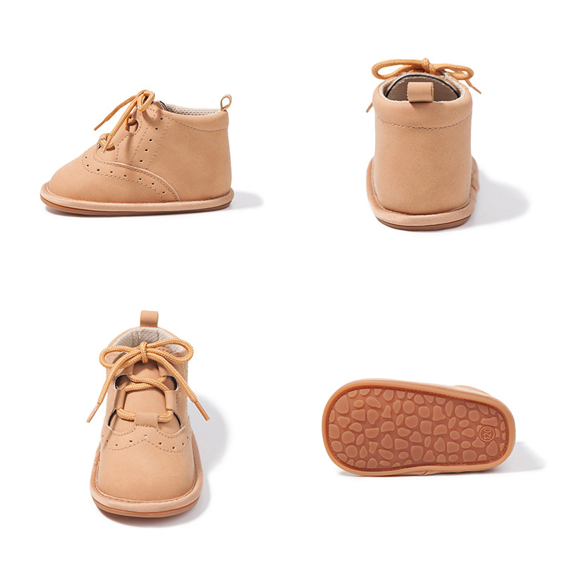 2021 Παπούτσια για νεογέννητο μωρό αγόρι για κορίτσι Βρεφικά δερμάτινα αθλητικά κορδόνια μαλακή αντιολισθητική σόλα για νήπια First Walker ψηλές μπότες 0-18 εκ.