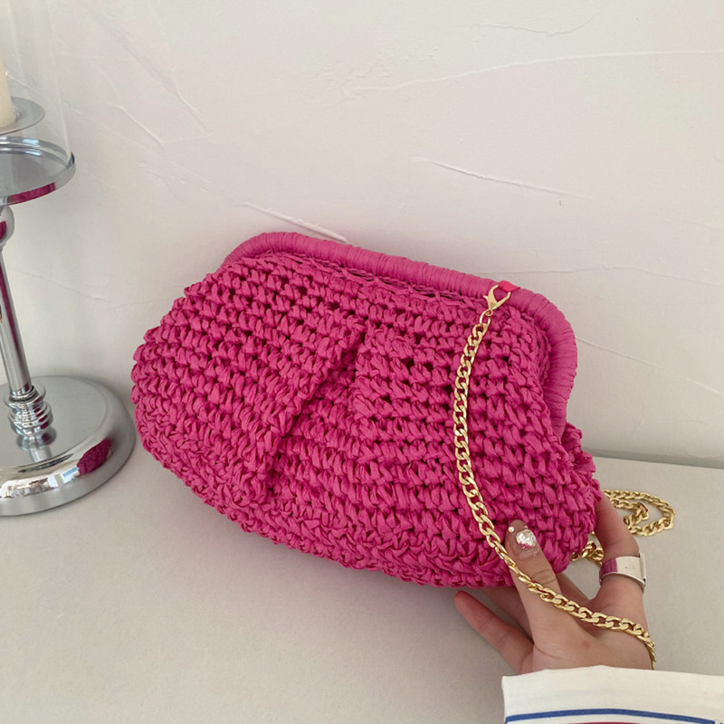 Τσάντα ώμου καλοκαιρινής σχεδίασης Τσάντα σύννεφο Ζεστή τσάντα για πάρτι με ψάθινη υφή γυναικεία τσάντα τσάντα μαξιλαριού χιαστί τσάντα 2023 παραλίας