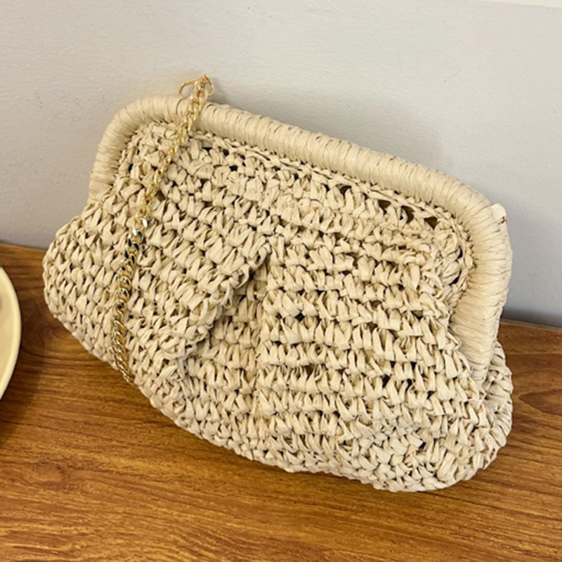 Τσάντα ώμου καλοκαιρινής σχεδίασης Τσάντα σύννεφο Ζεστή τσάντα για πάρτι με ψάθινη υφή γυναικεία τσάντα τσάντα μαξιλαριού χιαστί τσάντα 2023 παραλίας