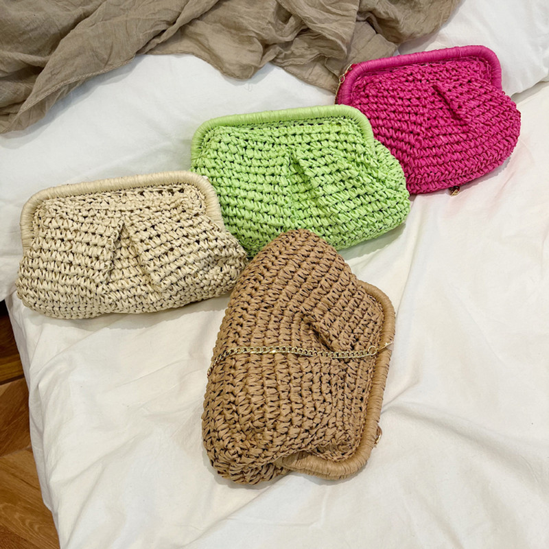 Τσάντα ώμου καλοκαιρινής σχεδίασης Τσάντα σύννεφο Ζεστή τσάντα για πάρτι με ψάθινη υφή γυναικεία τσάντα τσάντα μαξιλαριού χιαστί τσάντα 2023 παραλίας