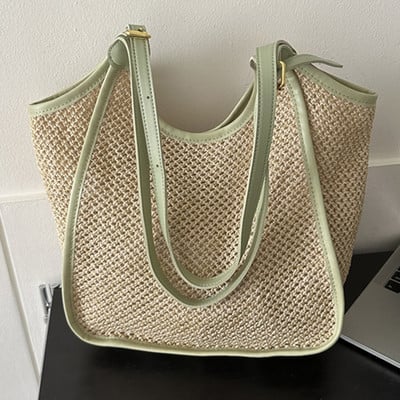Ljetne slamnate torbe Ženske velike tkane torbe Boho torba na rame od ratana Slamnata torba za plažu velikog kapaciteta Ležerna torba