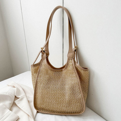 Ljetne slamnate torbe Ženske velike tkane torbe Boho torba na rame od ratana Slamnata torba za plažu velikog kapaciteta Ležerna torba