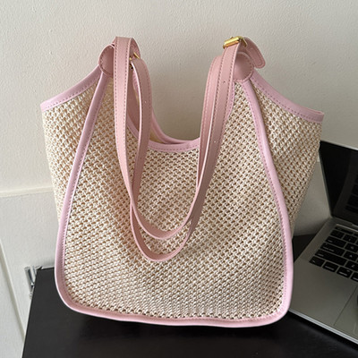 Ljetne slamnate torbe Ženske velike tkane torbe Boho torba na rame od ratana Slamnata torba za plažu velikog kapaciteta Ležerna torba