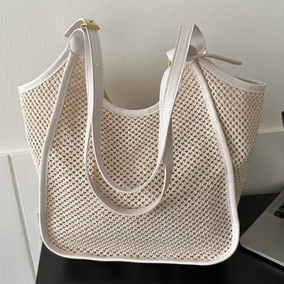 Ljetne slamnate torbe Ženske velike tkane torbe Boho torba na rame od ratana Slamnata torba za plažu velikog kapaciteta Ležerna torba