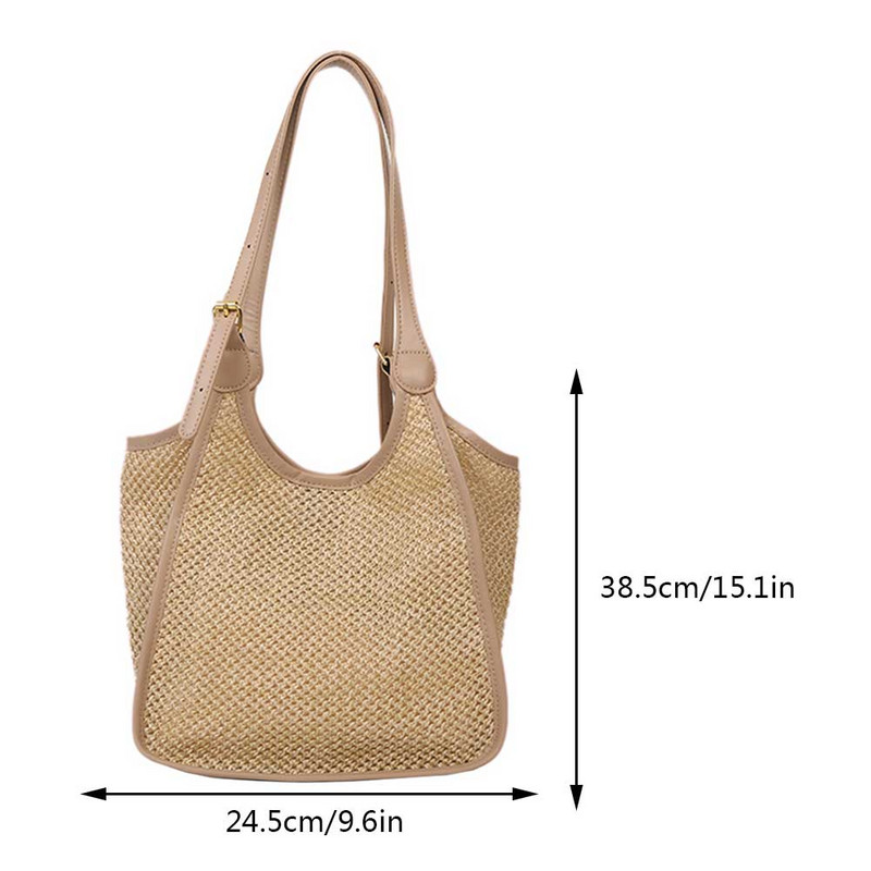 Ljetne slamnate torbe Ženske velike tkane torbe Boho torba na rame od ratana Slamnata torba za plažu velikog kapaciteta Ležerna torba
