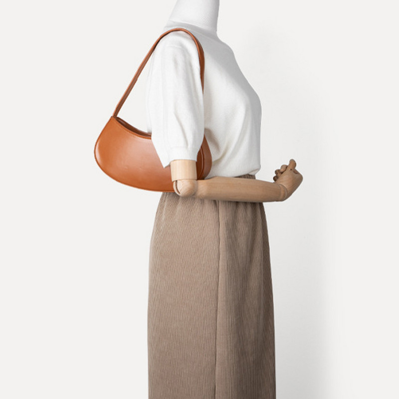 Γυναικείες μικρές τσάντες ώμου Κλείσιμο με φερμουάρ Half Moon Mini τσαντάκι δέρμα κάτω από το χέρι