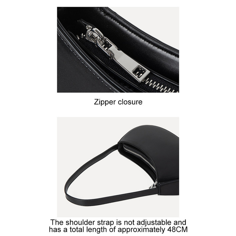 Γυναικείες μικρές τσάντες ώμου Κλείσιμο με φερμουάρ Half Moon Mini τσαντάκι δέρμα κάτω από το χέρι