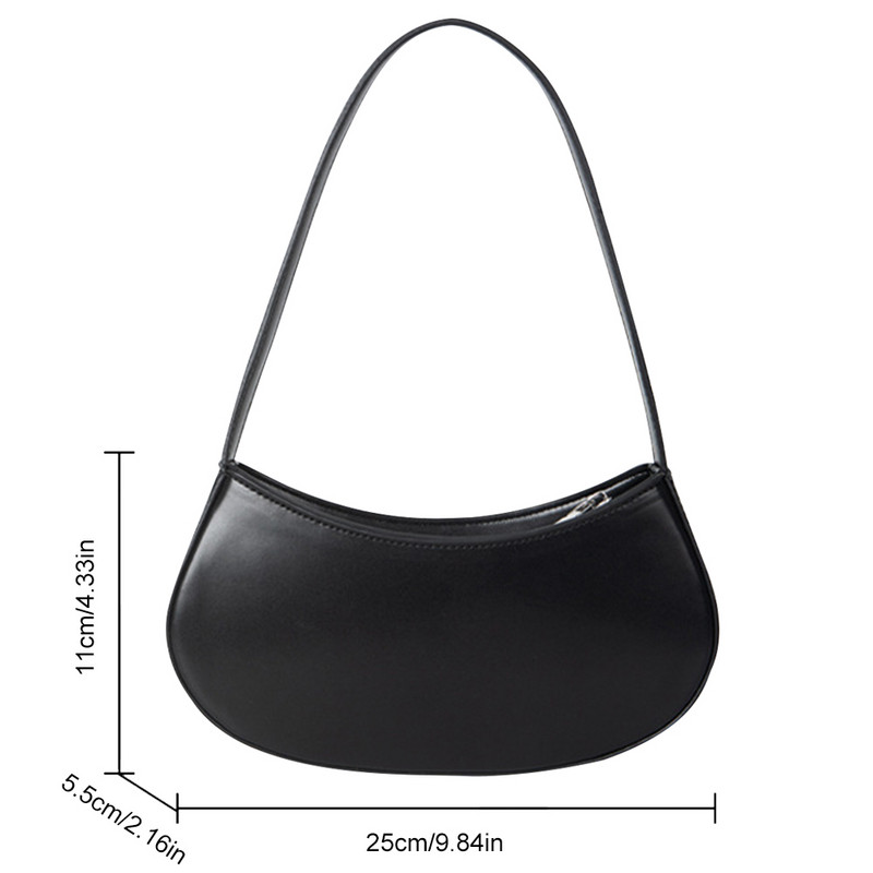 Γυναικείες μικρές τσάντες ώμου Κλείσιμο με φερμουάρ Half Moon Mini τσαντάκι δέρμα κάτω από το χέρι