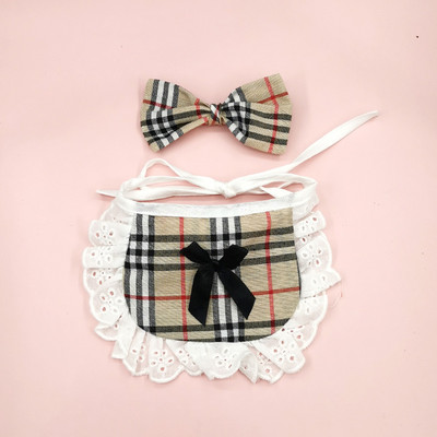 Ins Dog καρό δαντέλα σαλιάρα για κατοικίδια σάλιο Πετσέτα Bichon Teddy Hiromi Σαλιάρα για γάτα Μικρό λουρί για σκύλους Chihuahua Puppy Pets Acessorios